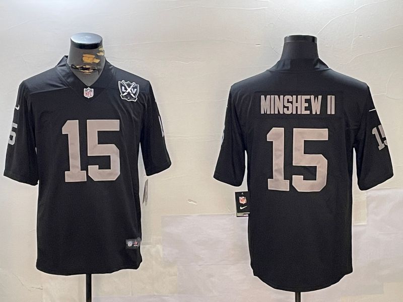 Men Oakland Raiders 15 Minshew ii Black 2024 Nike Vapor Limited NFL Jersey style 11